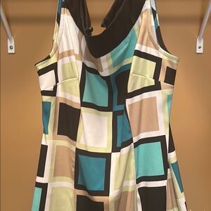 Connected Apparel Blue Black Asymmetrical Camisole